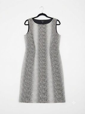 Nine West Black and Gray Sleeveless A-Line Midi Dress